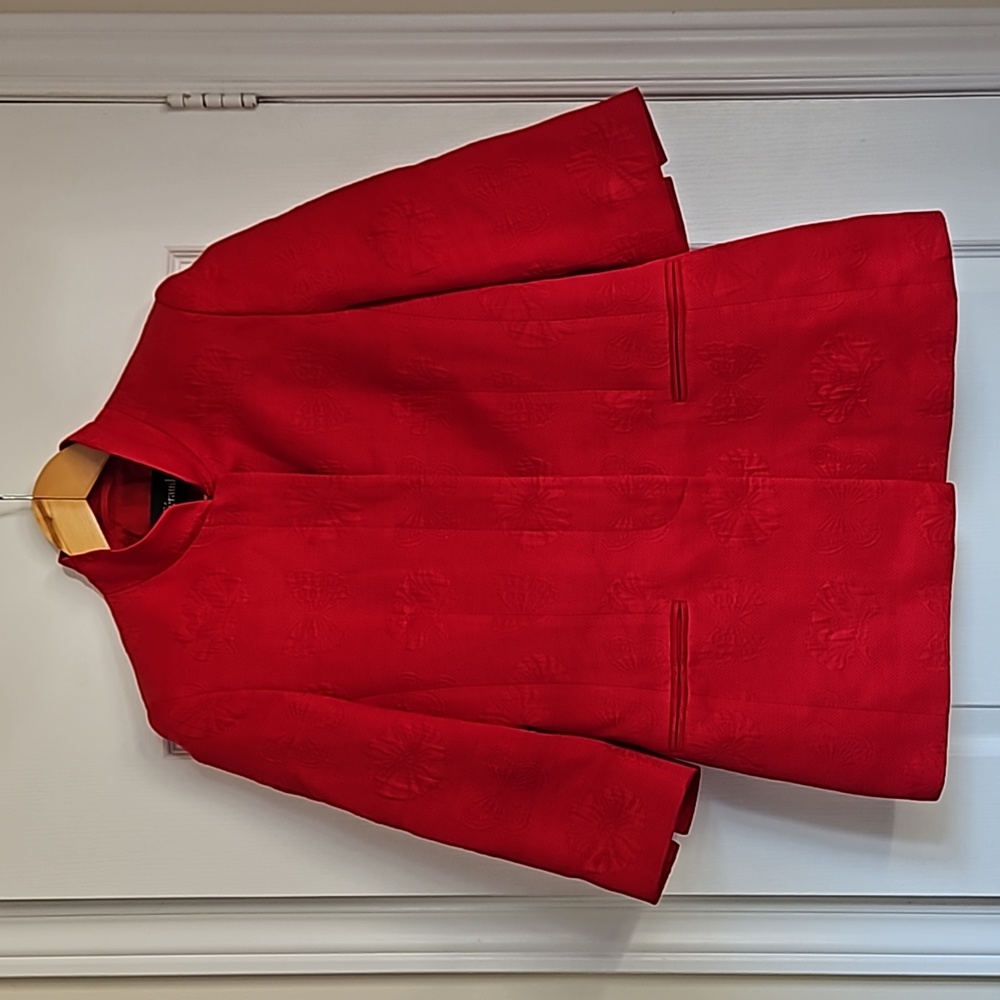 LOUIS FERAUD - ruby red silk cotton butterfly flor
